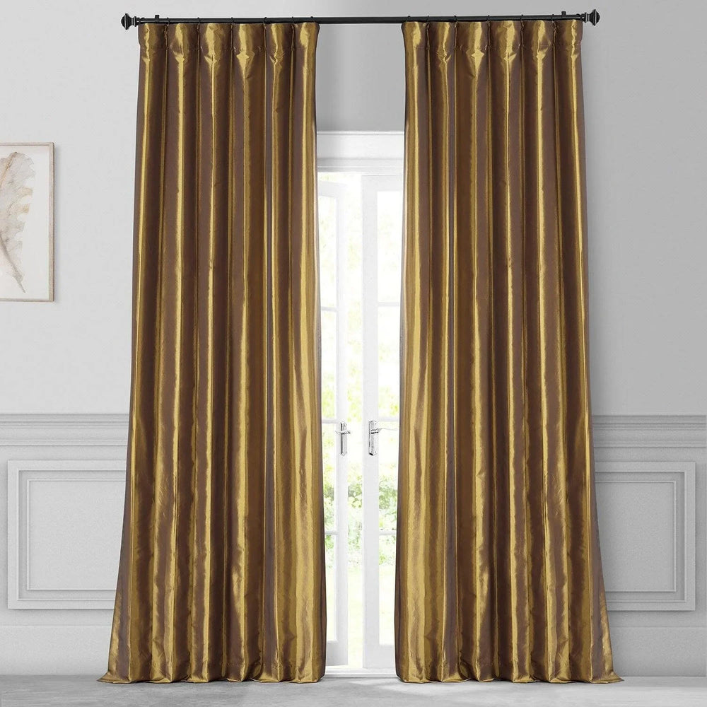 Golden Spice Solid Faux Silk Taffeta Curtain