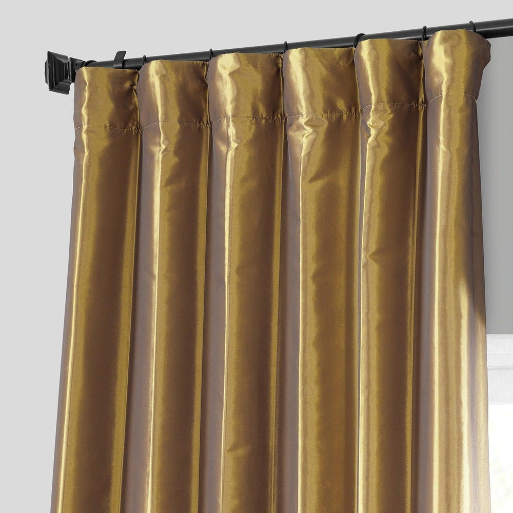 Golden Spice Solid Faux Silk Taffeta Curtain