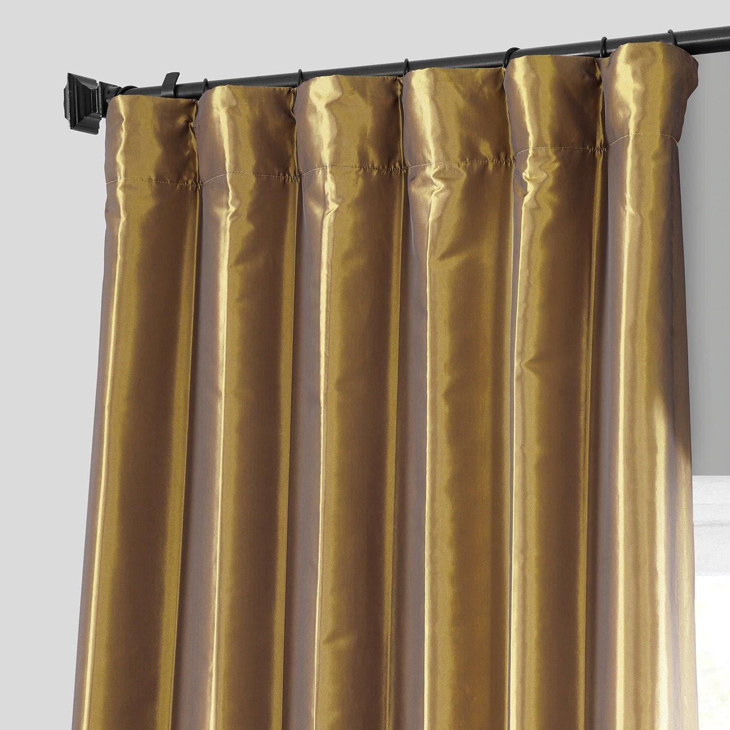 Golden Spice Solid Faux Silk Taffeta Curtain