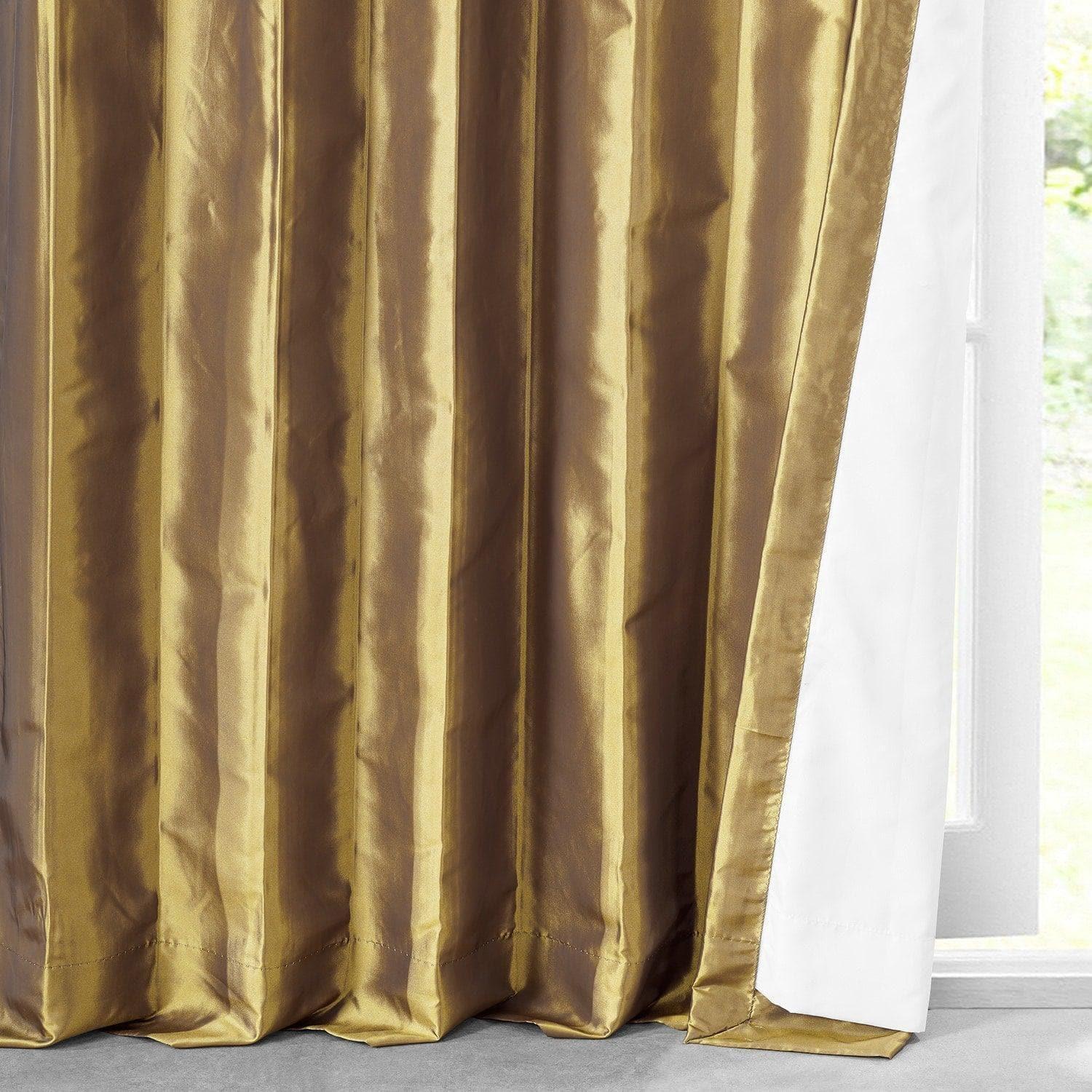 Golden Spice Solid Faux Silk Taffeta Curtain