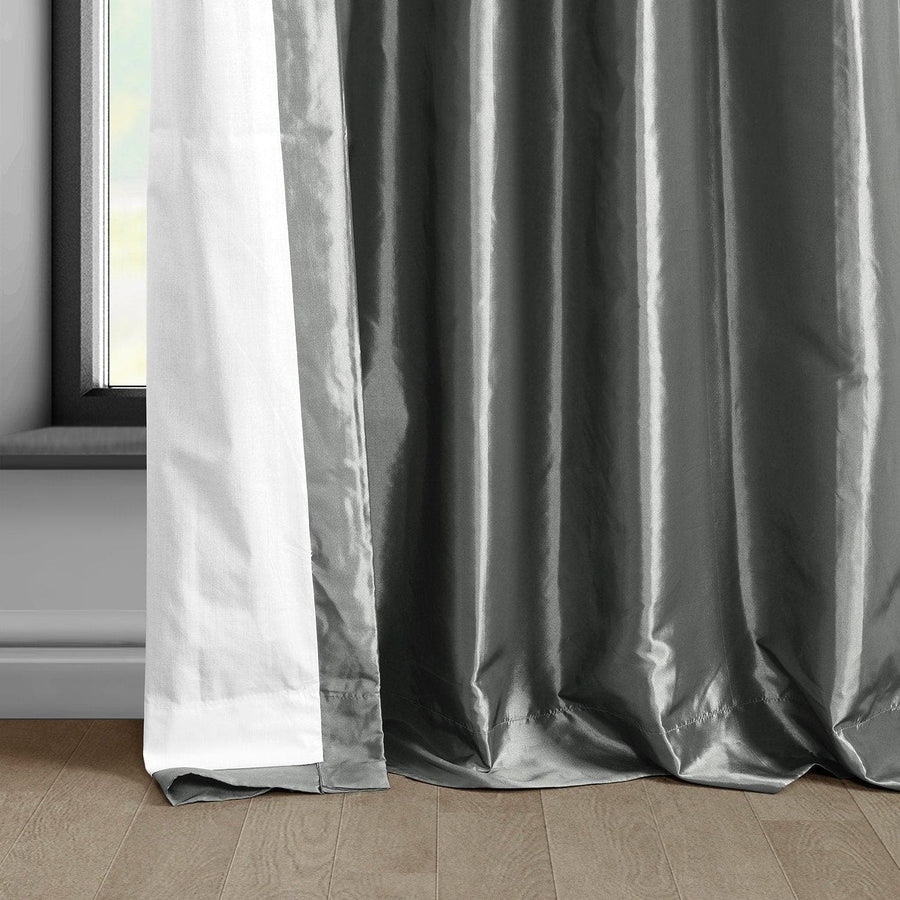 Metal Solid Faux Silk Taffeta Room Darkening Curtain Pair (2 Panels) - HalfPriceDrapes.com