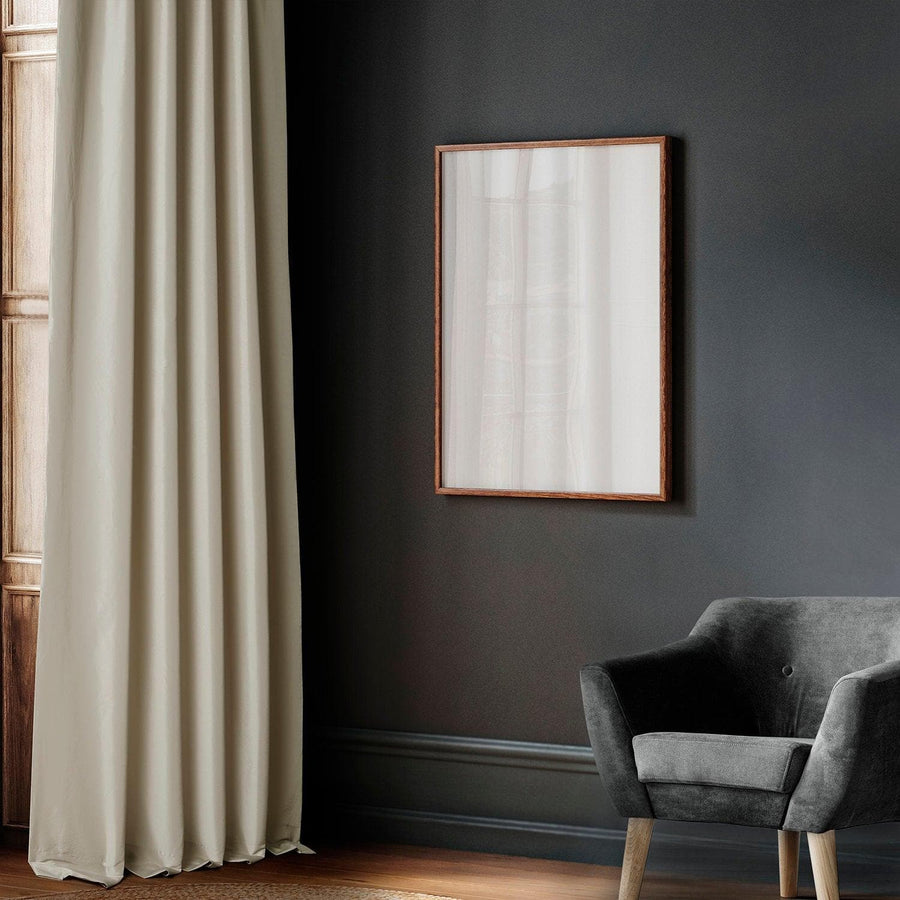 Light Beige Solid Faux Silk Taffeta Room Darkening Curtain Pair (2 Panels) - HalfPriceDrapes.com