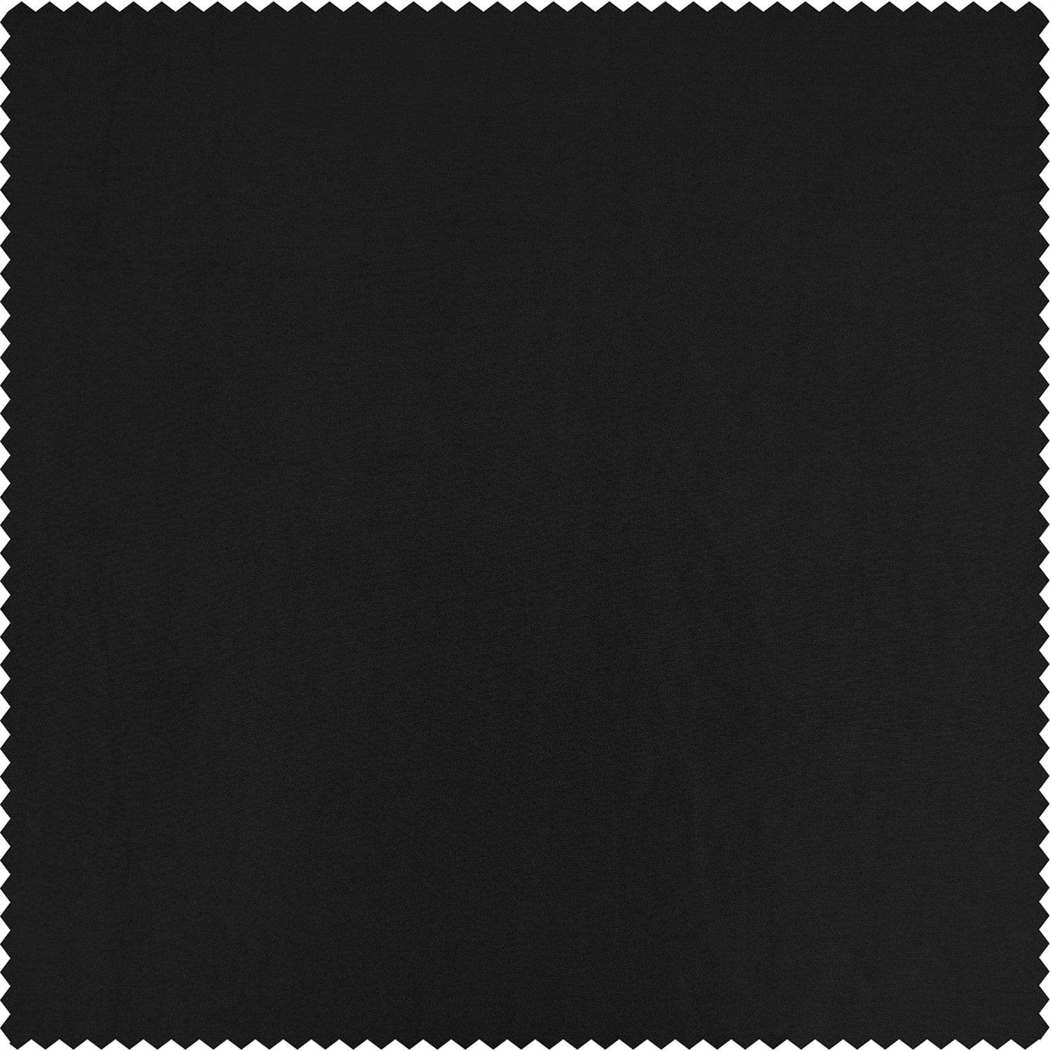 Jet Black Solid Faux Silk Taffeta Room Darkening Curtain Pair (2 Panels)