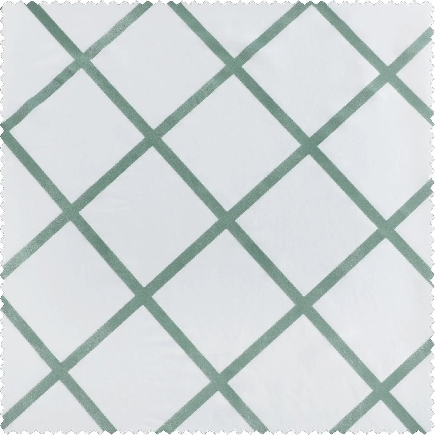 Pavillion White & Green Designer Flocked Swatch - HalfPriceDrapes.com