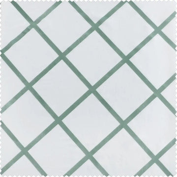 Pavillion White & Green Designer Flocked Swatch - HalfPriceDrapes.com