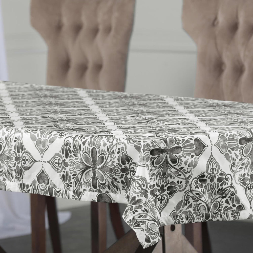 Tiera Grey Designer Faux Silk Taffeta Outdoor Table Cloth - HalfPriceDrapes.com