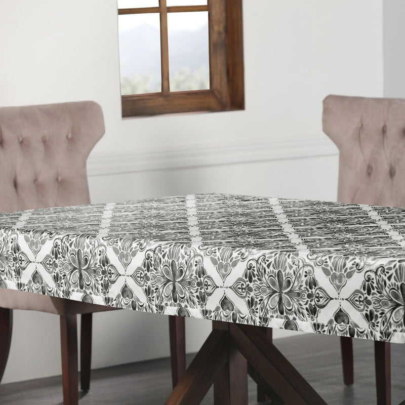 Tiera Grey Designer Faux Silk Taffeta Outdoor Table Cloth - HalfPriceDrapes.com