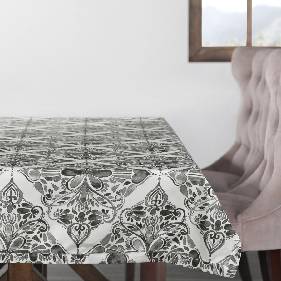 Tiera Grey Designer Faux Silk Taffeta Outdoor Table Cloth - HalfPriceDrapes.com