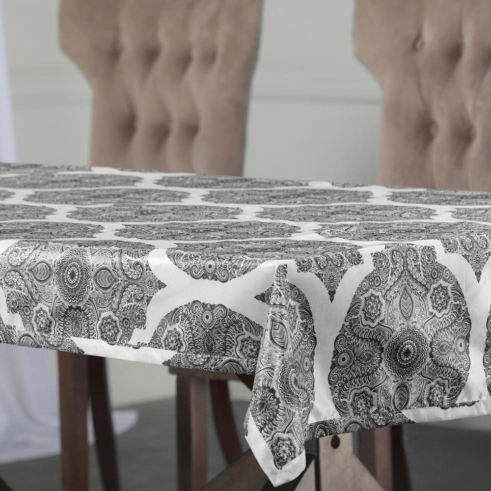 Royal Grey Designer Faux Silk Taffeta Outdoor Table Cloth - HalfPriceDrapes.com