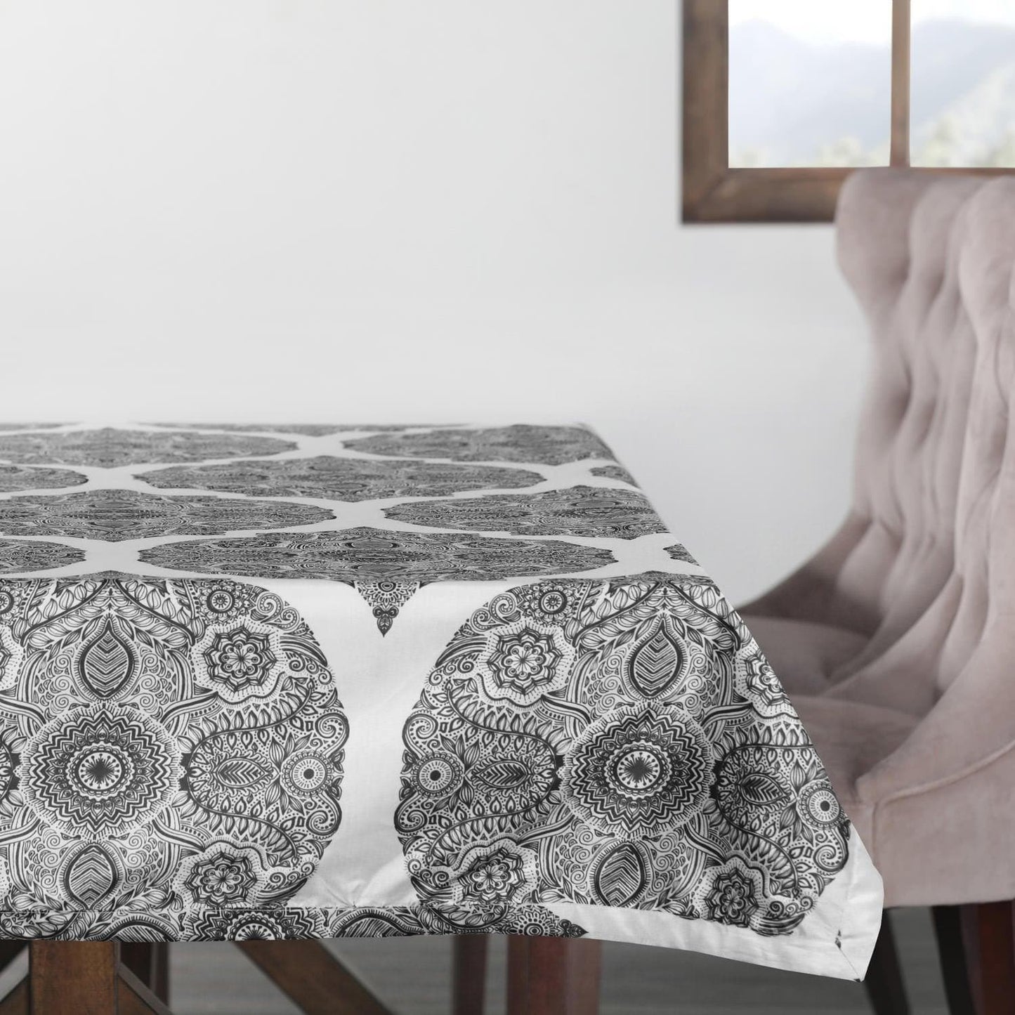 Royal Grey Designer Faux Silk Taffeta Outdoor Table Cloth - HalfPriceDrapes.com