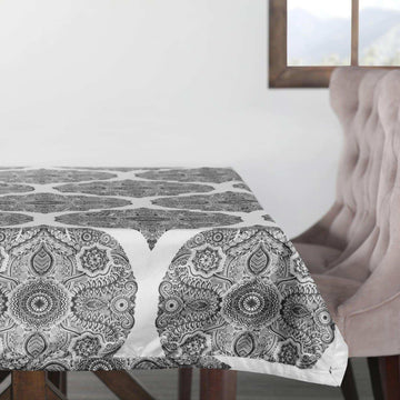 Royal Grey Designer Faux Silk Taffeta Outdoor Table Cloth - HalfPriceDrapes.com