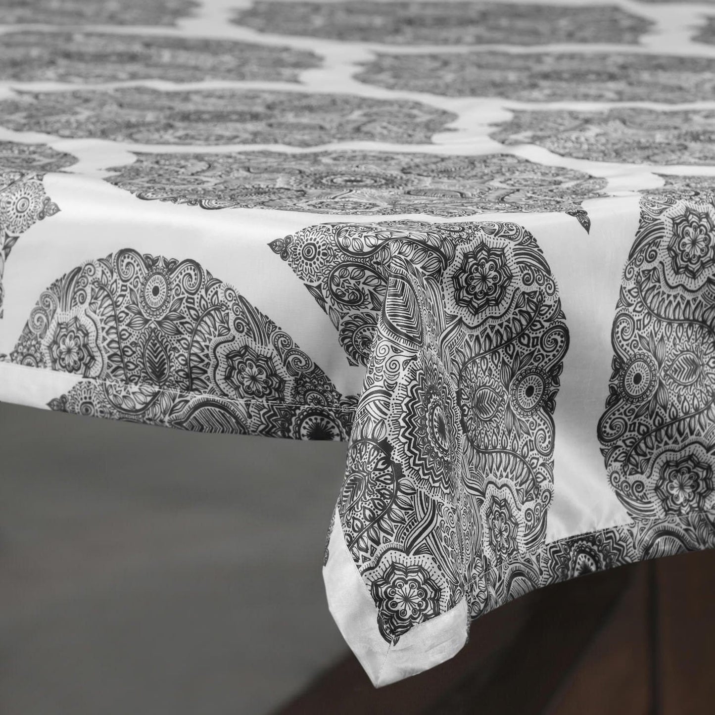 Royal Grey Designer Faux Silk Taffeta Outdoor Table Cloth - HalfPriceDrapes.com
