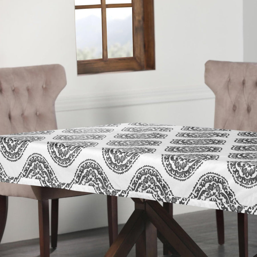 Donegal Grey Designer Faux Silk Taffeta Outdoor Table Cloth - HalfPriceDrapes.com