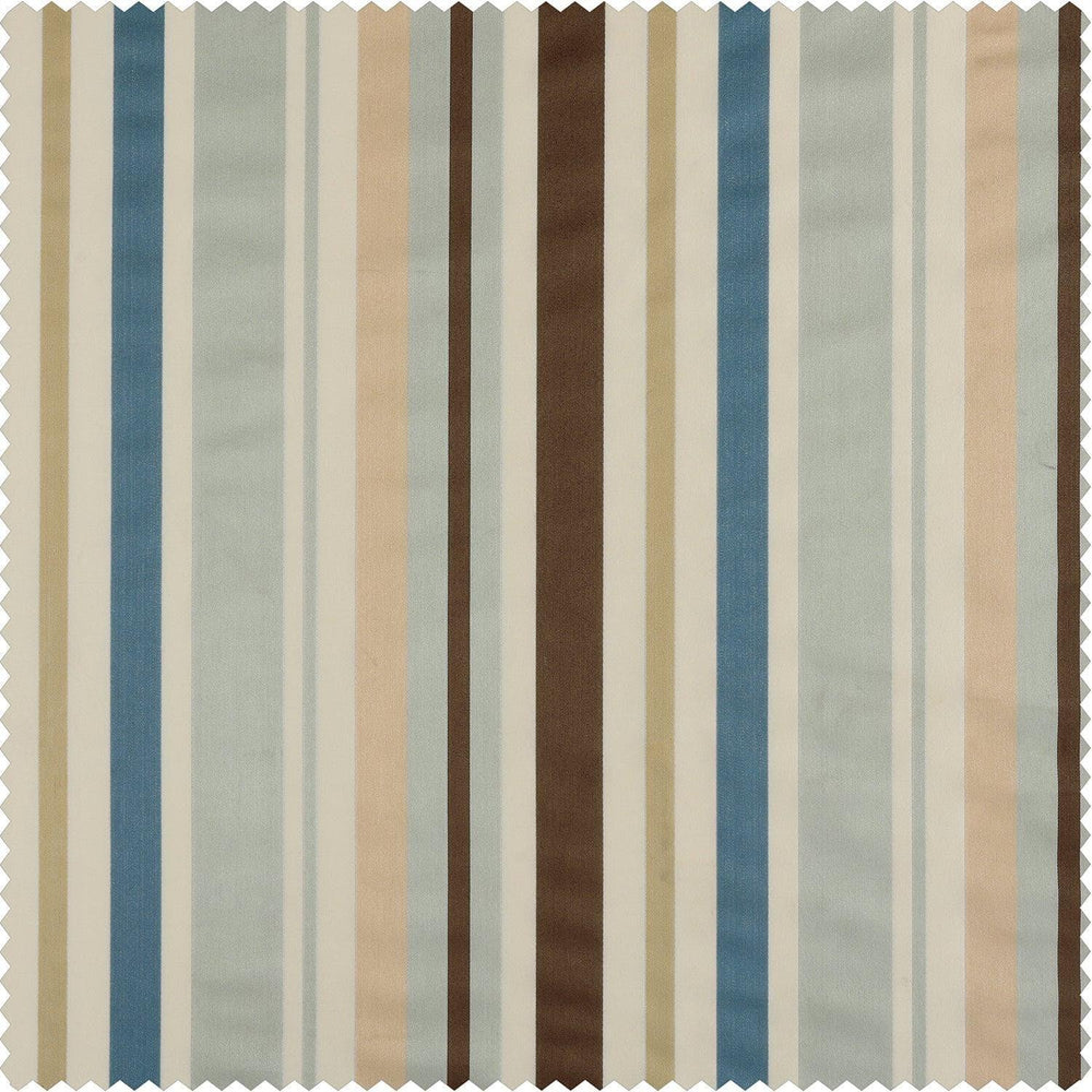 Woodcroft Gold & Blue Designer Striped Faux Silk Swatch - HalfPriceDrapes.com