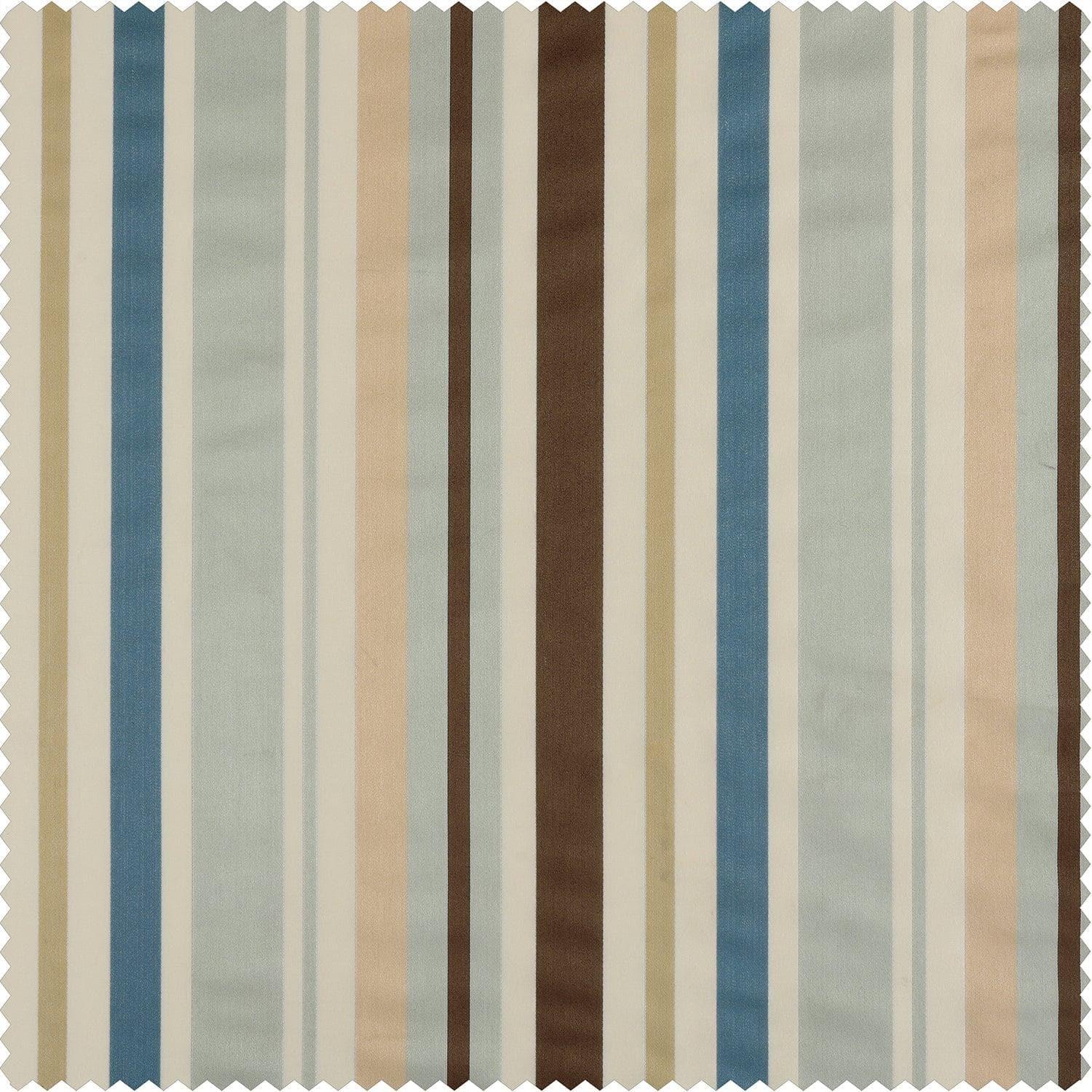 Woodcroft Gold & Blue Designer Striped Faux Silk Swatch - HalfPriceDrapes.com