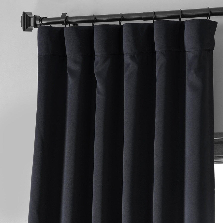 Raven Black Performance Woven Hotel Blackout Curtain Pair (2 Panels)