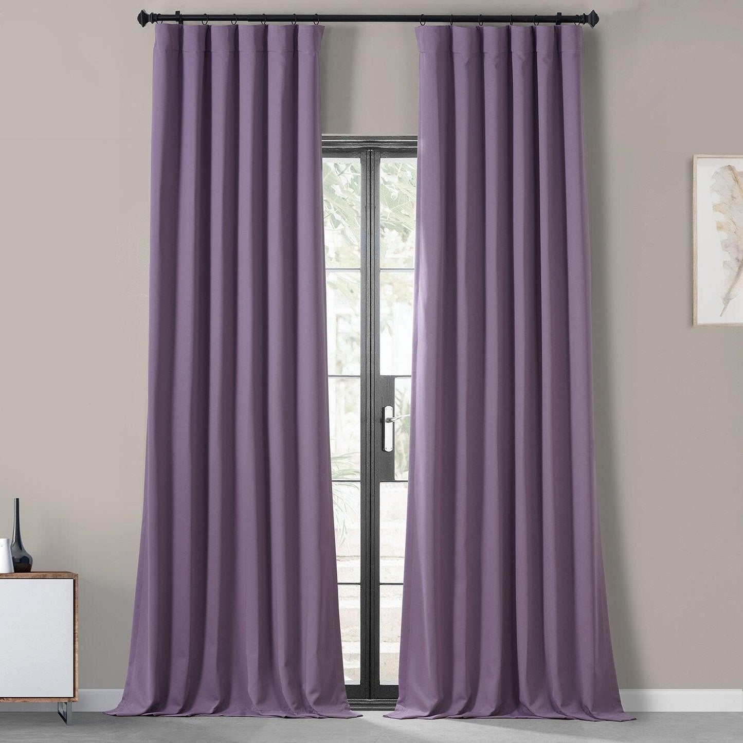 Boho Purple Performance Woven Hotel Blackout Curtain Pair (2 Panels)