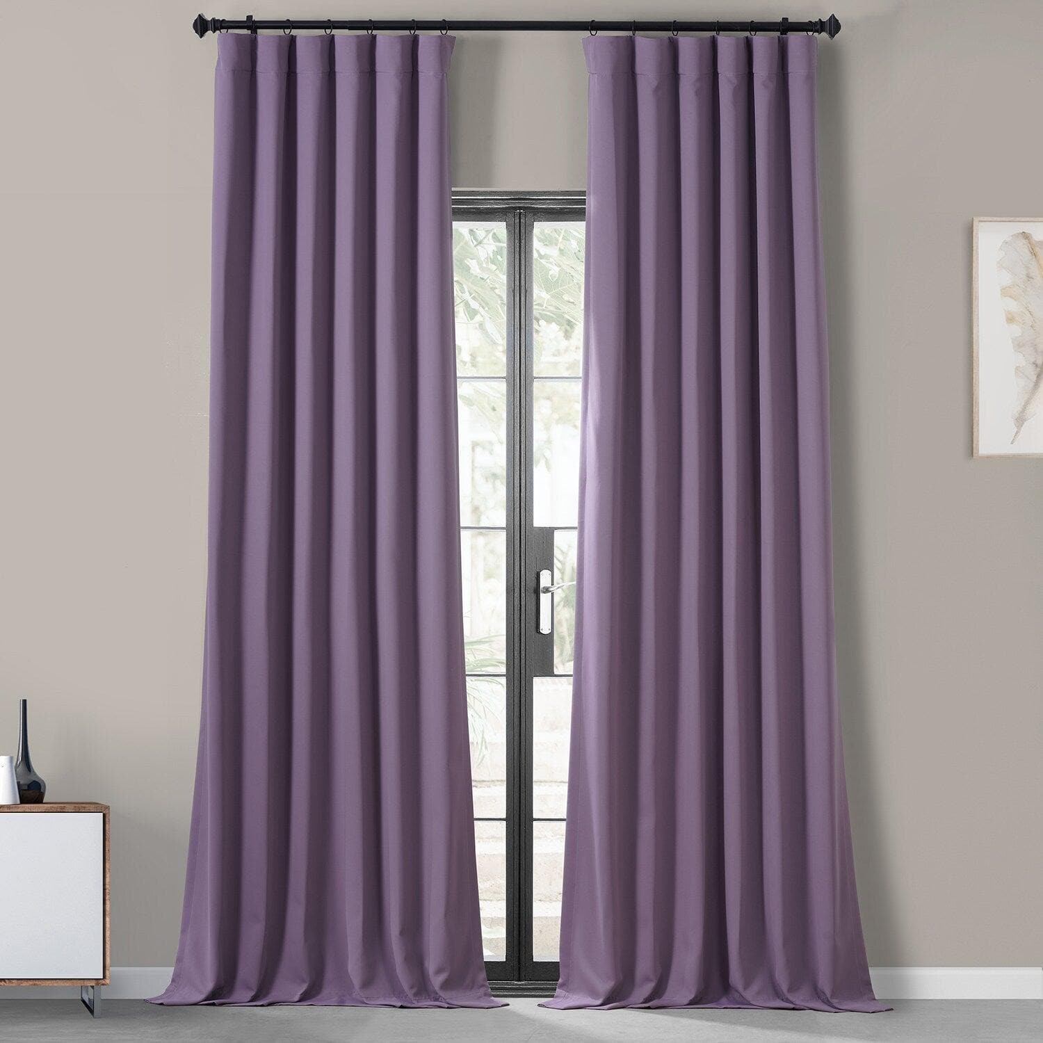 Boho Purple Performance Woven Hotel Blackout Curtain Pair (2 Panels)