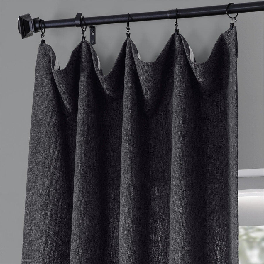Nightshade Grey Pebble Weave Faux Linen Curtain