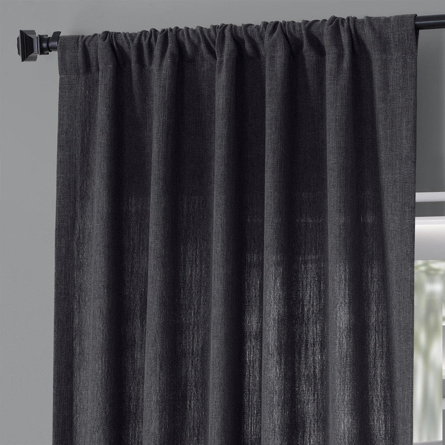 Nightshade Grey Pebble Weave Faux Linen Curtain