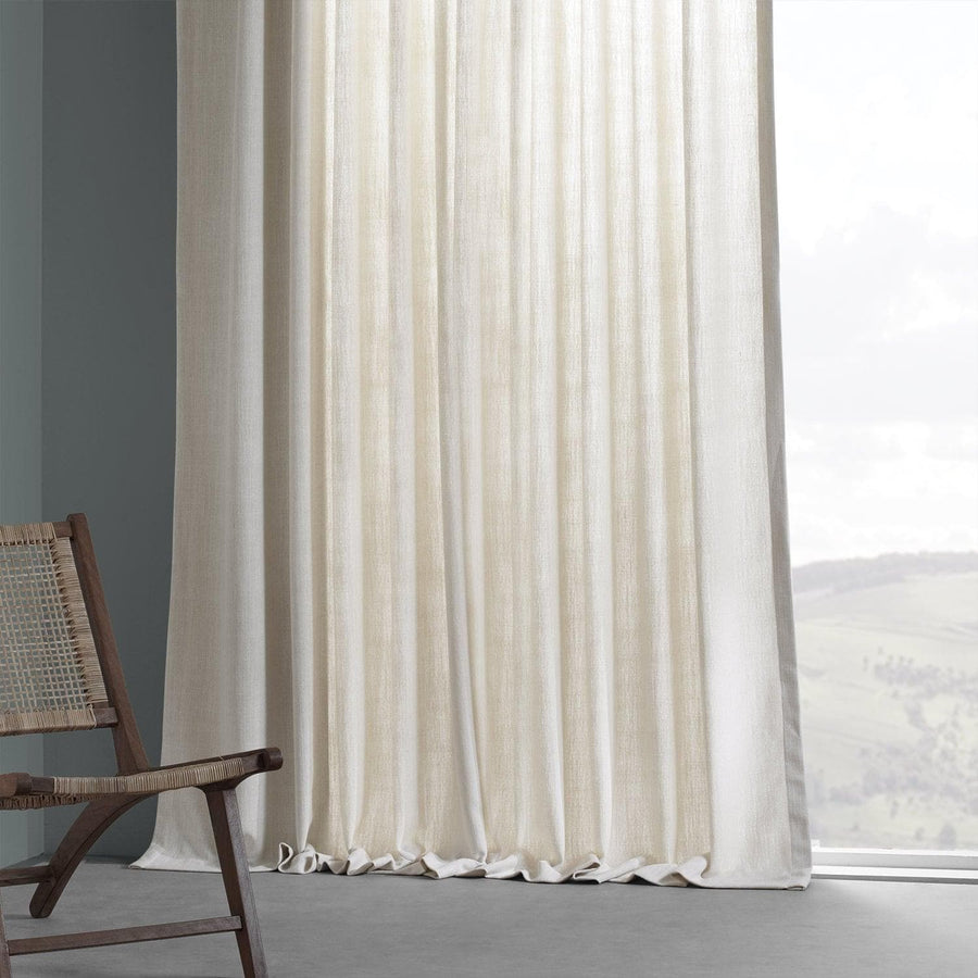 Country Cream Pebble Weave Faux Linen Curtain