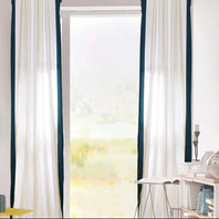 Fresh Popcorn & Polo Navy Vertical Printed Cotton Custom Curtain - HalfPriceDrapes.com