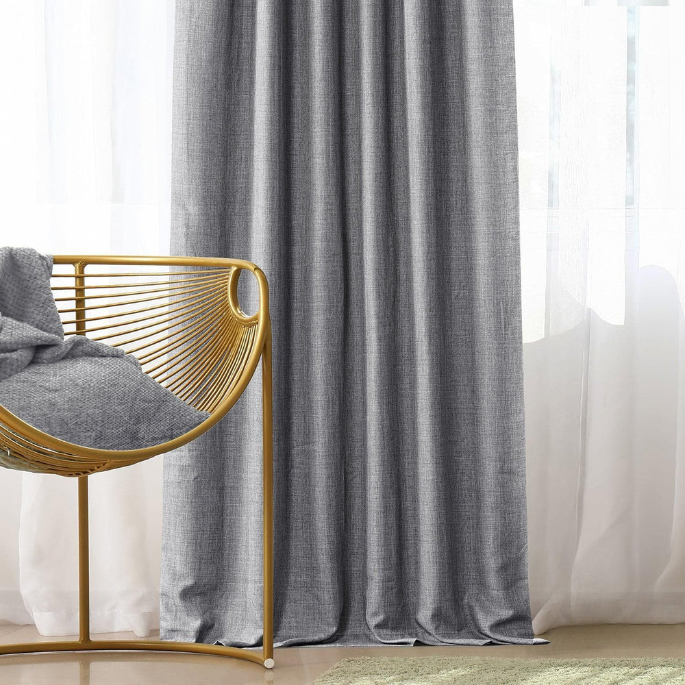 Pebble Grey Textured Italian Faux Linen Custom Curtain - HalfPriceDrapes.com