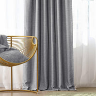Pebble Grey Textured Italian Faux Linen Custom Curtain - HalfPriceDrapes.com