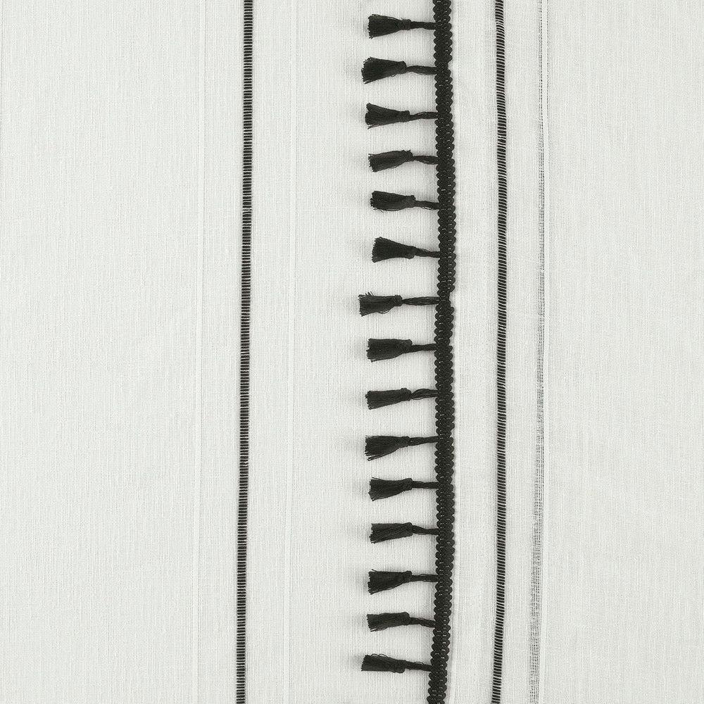 Campane Black Patterned Faux Linen Sheer Sheer Swatch