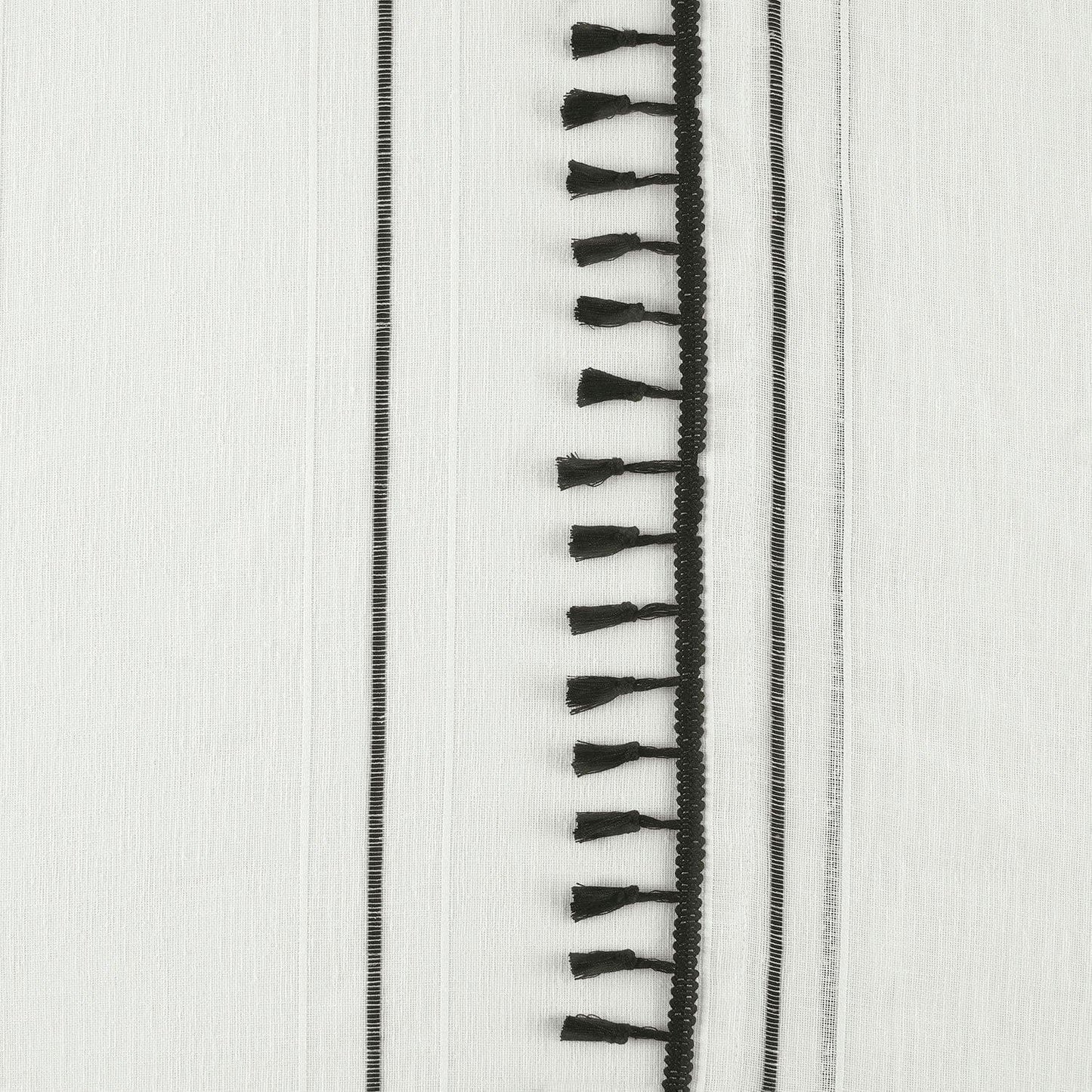 Campane Black Patterned Faux Linen Sheer Sheer Swatch