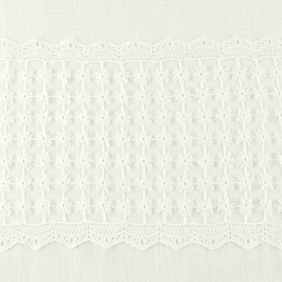 Lacy Daisy Off White Patterned Faux Linen Sheer Sheer Swatch