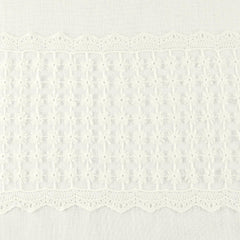 Lacy Daisy Off White Patterned Faux Linen Sheer Curtain
