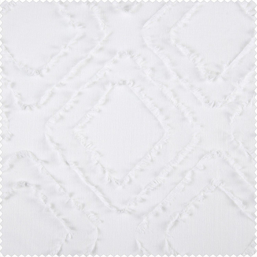 Capella White Patterned Linen Sheer Sheer Swatch - HalfPriceDrapes.com