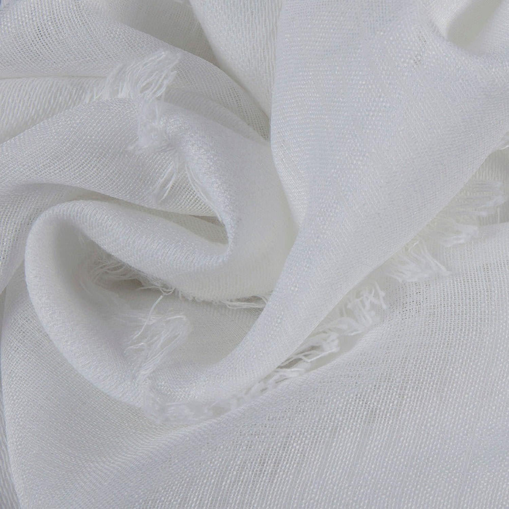 Antares White Patterned Linen Sheer Sheer Swatch - HalfPriceDrapes.com
