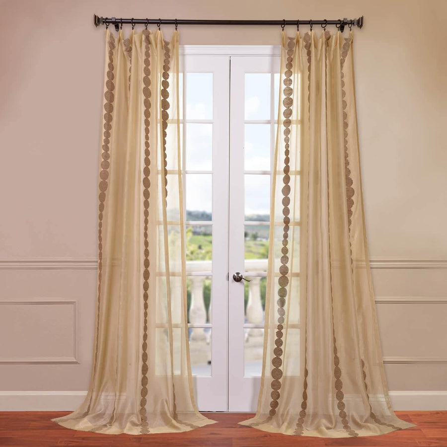 Cleopatra Gold Embroidered Sheer Curtain