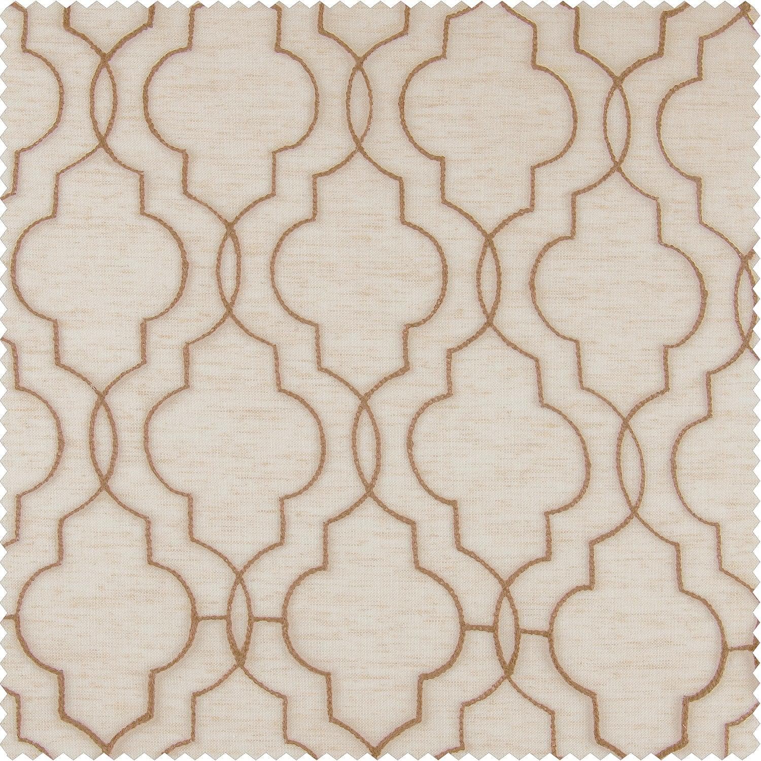 Saida Natural Embroidered Patterned Faux Linen Swatch - HalfPriceDrapes.com
