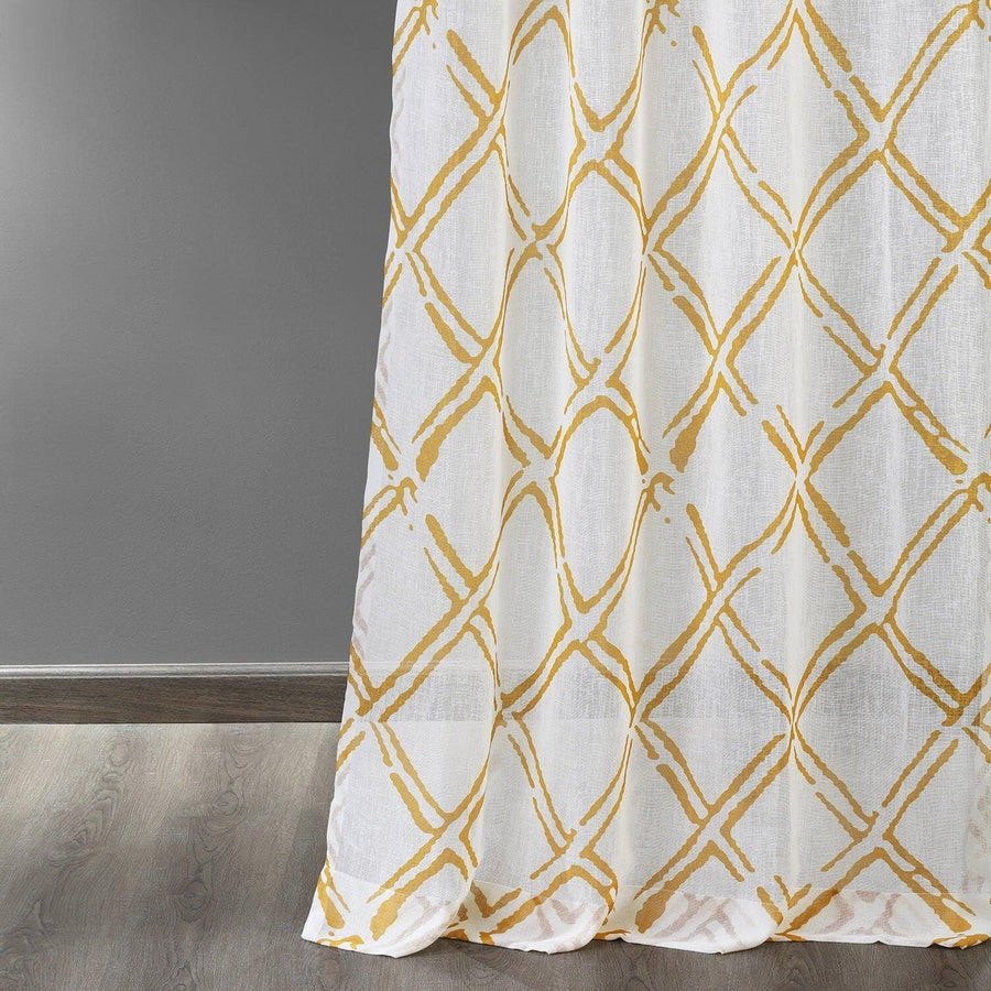 Normandy Gold Grommet Printed Sheer Curtain