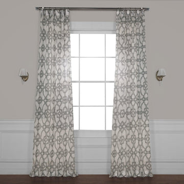 SeaGlass Grey Geometric Printed Sheer Curtain