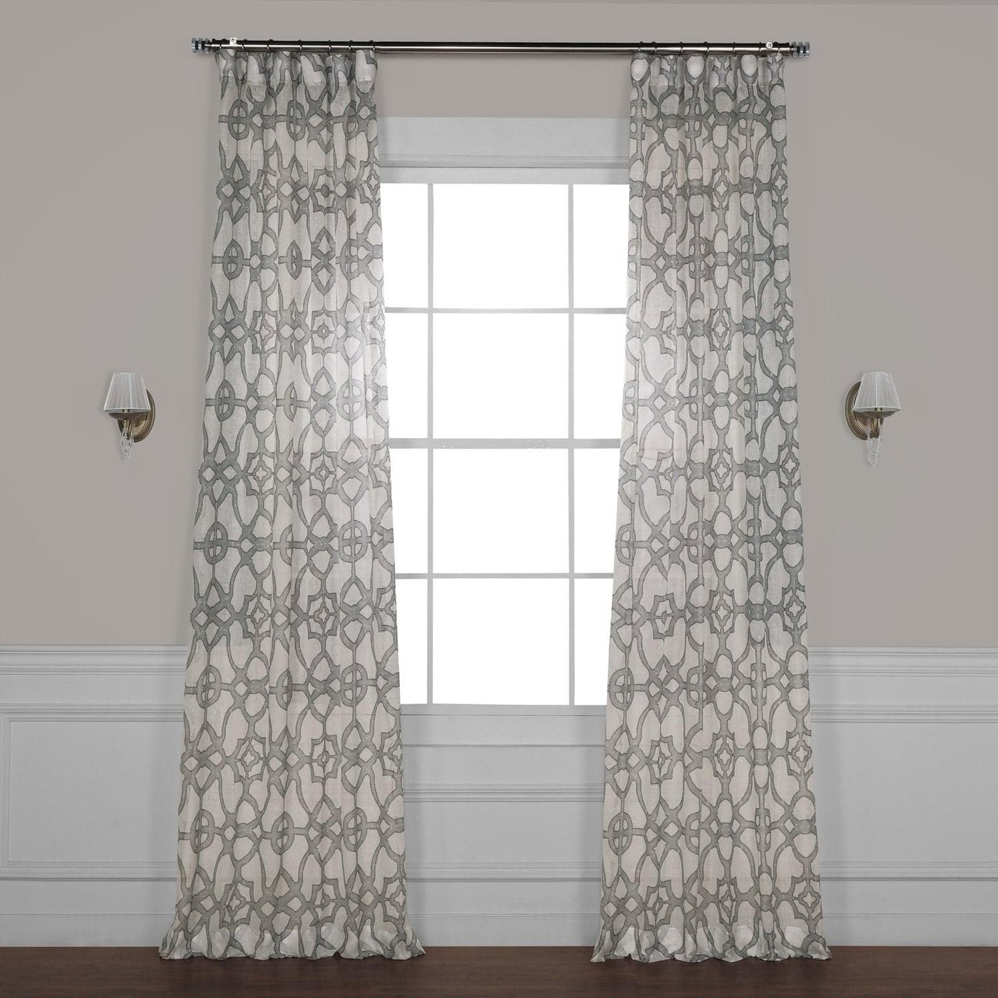 SeaGlass Grey Printed Sheer Curtain