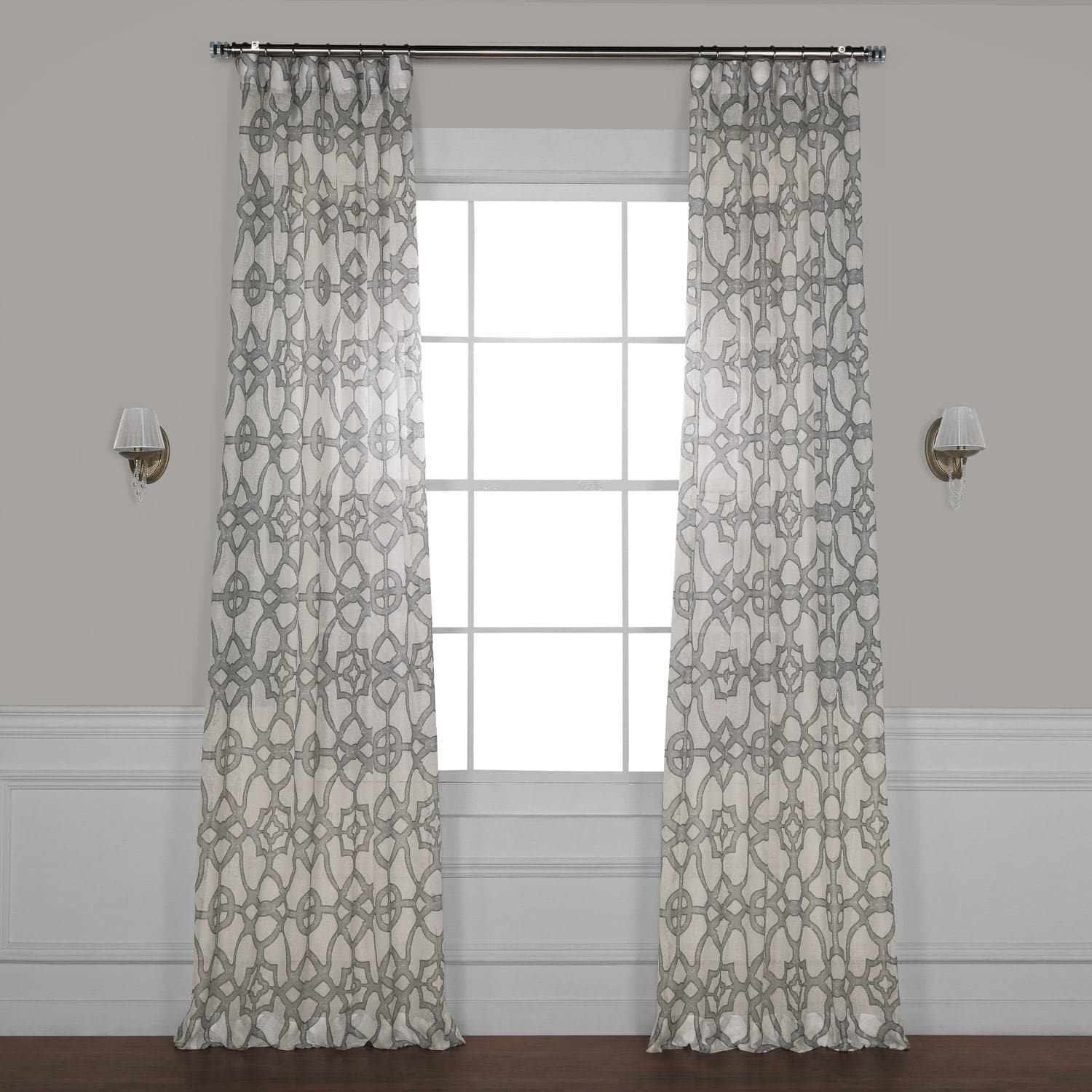 SeaGlass Grey Printed Sheer Curtain