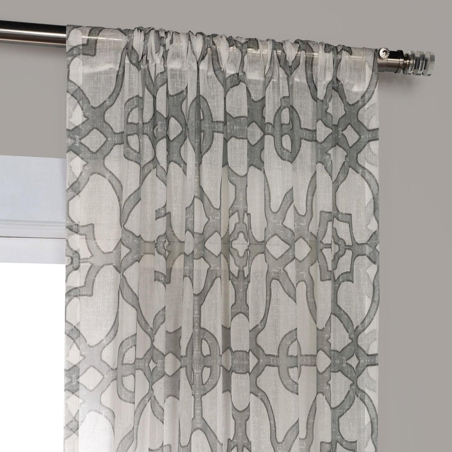 SeaGlass Grey Printed Sheer Curtain
