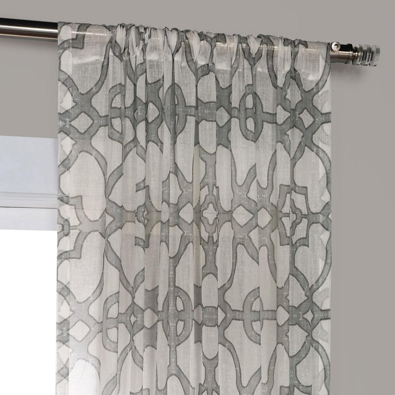 SeaGlass Grey Printed Sheer Curtain