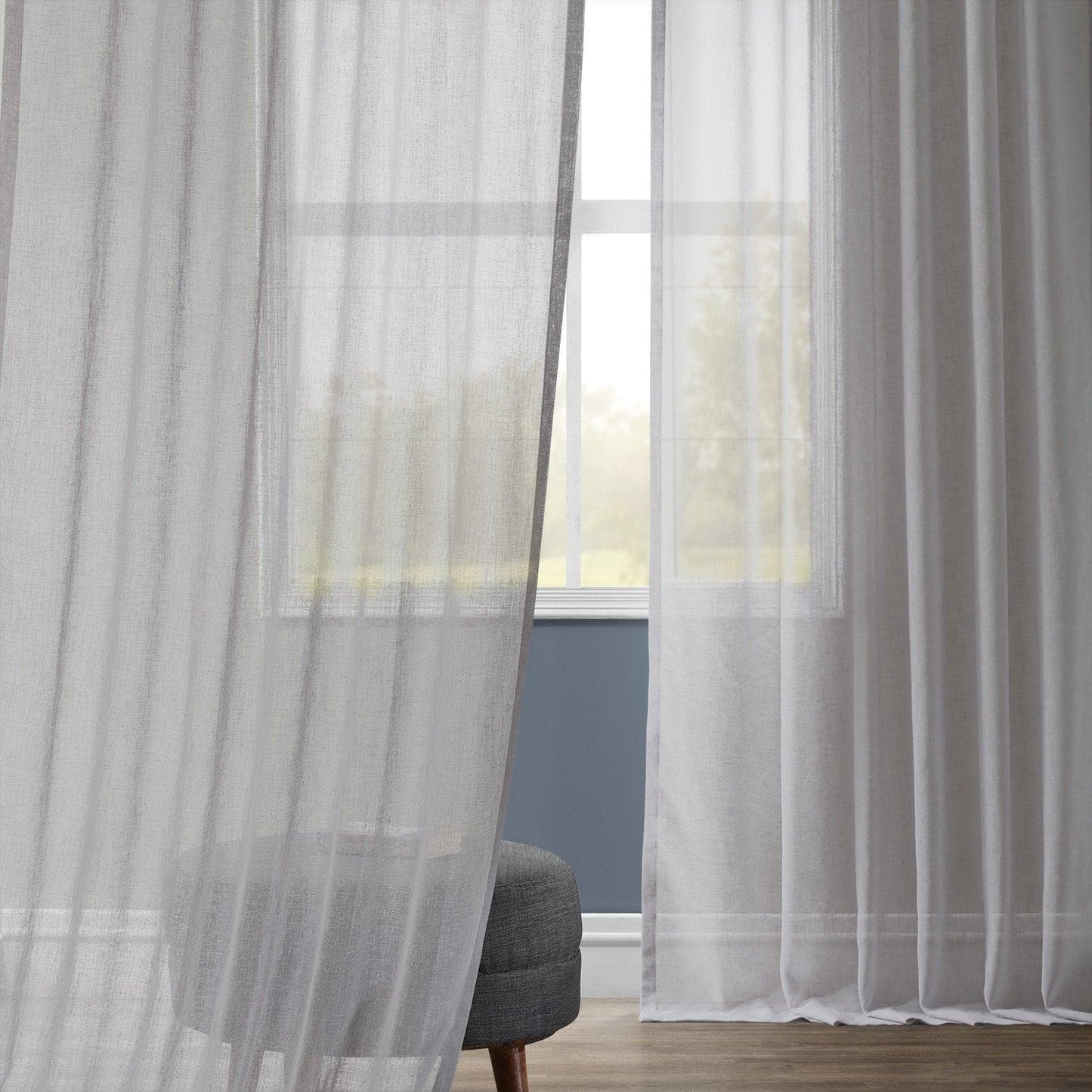 Steel Mountain Textured Faux Linen Sheer Curtain