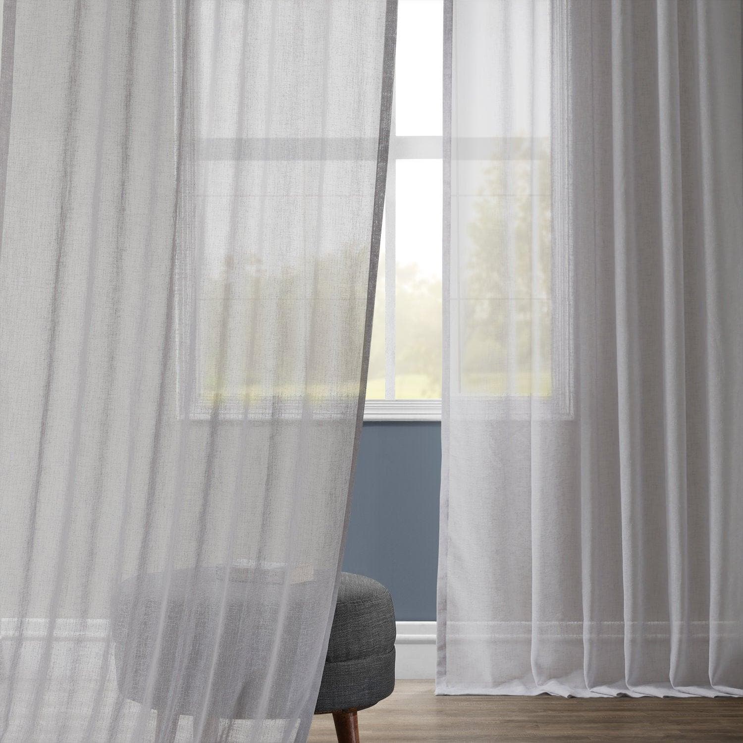Steel Mountain Textured Faux Linen Sheer Curtain