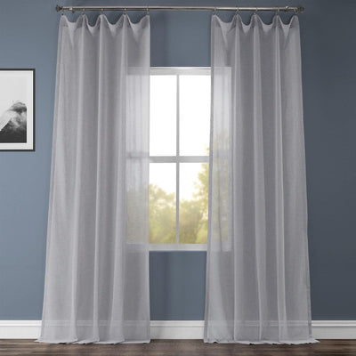 Steel Mountain Textured Faux Linen Sheer Curtain