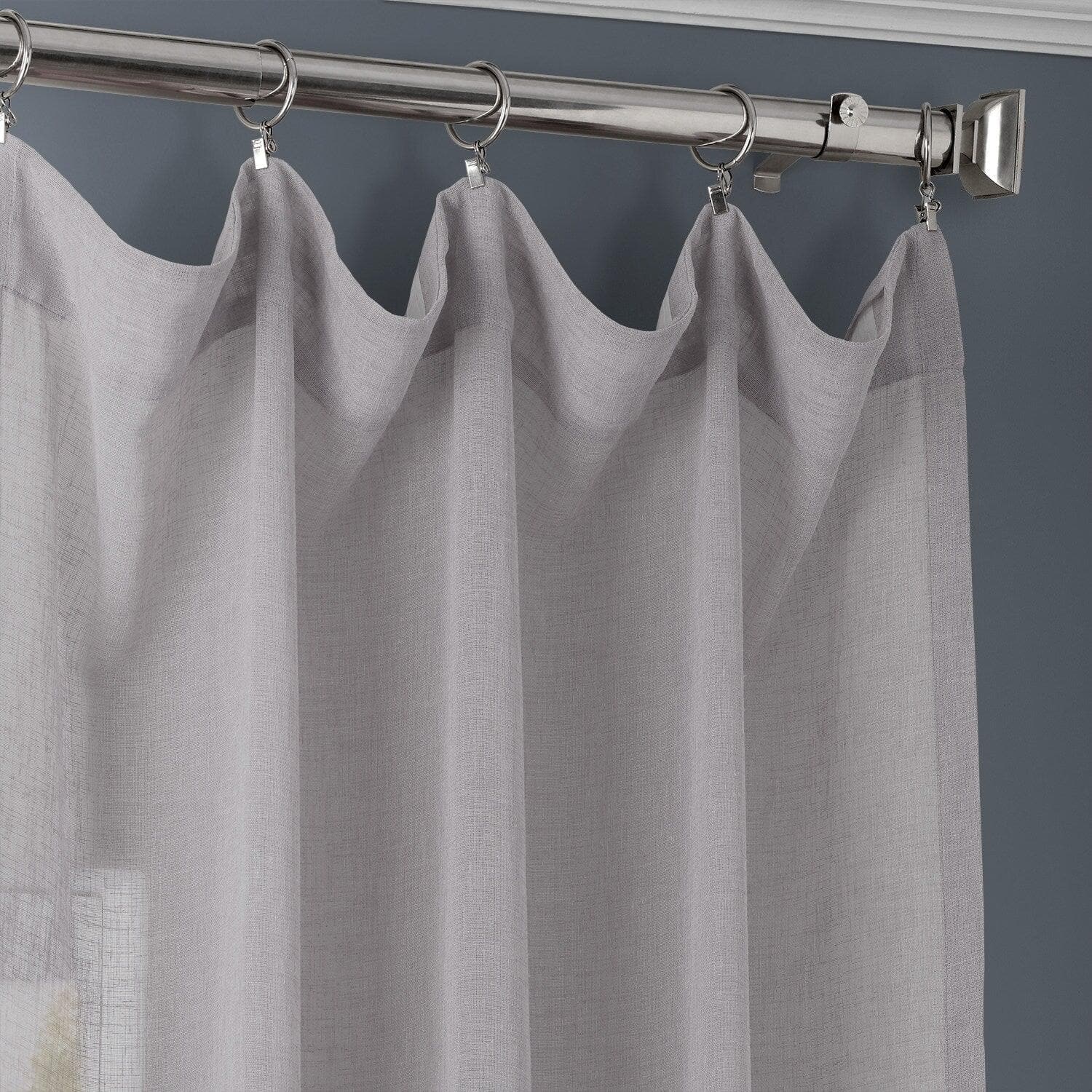 Steel Mountain Textured Faux Linen Sheer Curtain