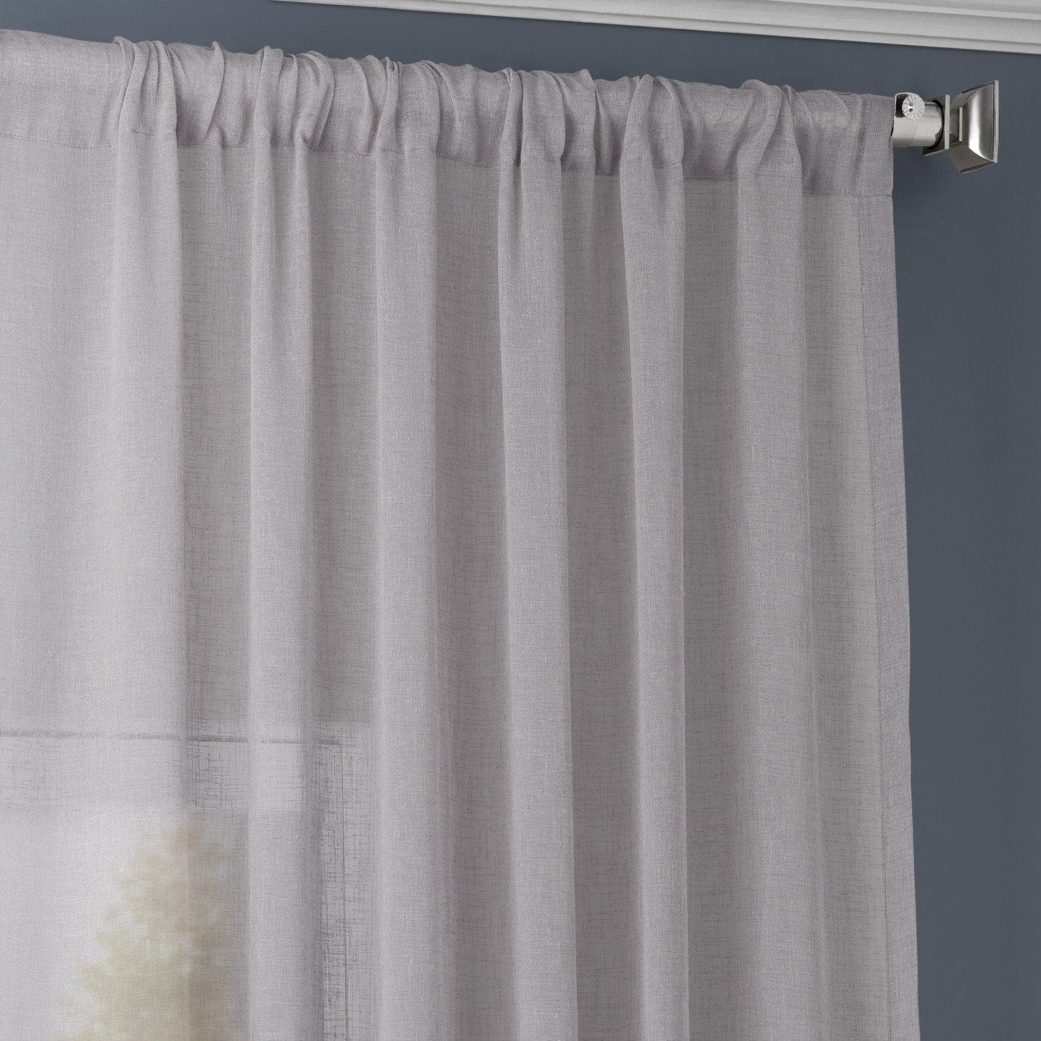 Steel Mountain Textured Faux Linen Sheer Curtain