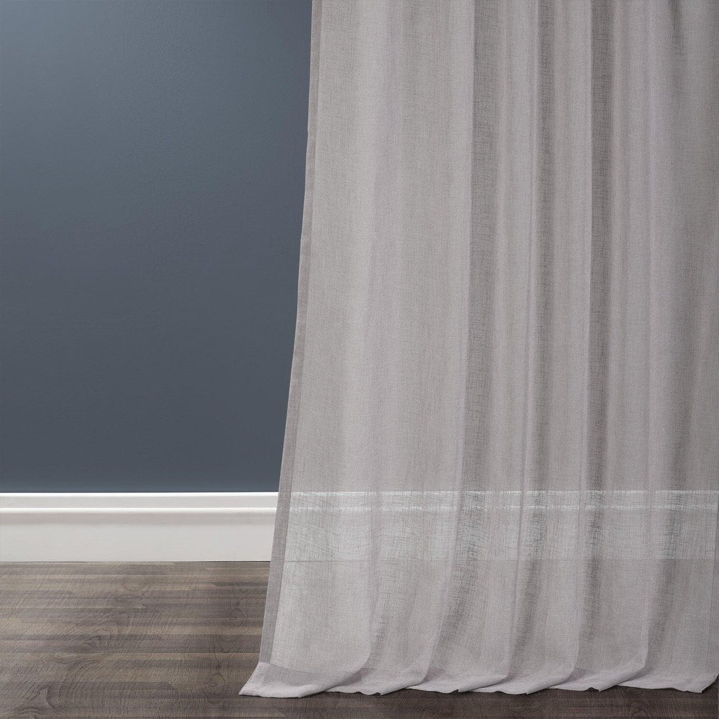 Steel Mountain Textured Faux Linen Sheer Curtain