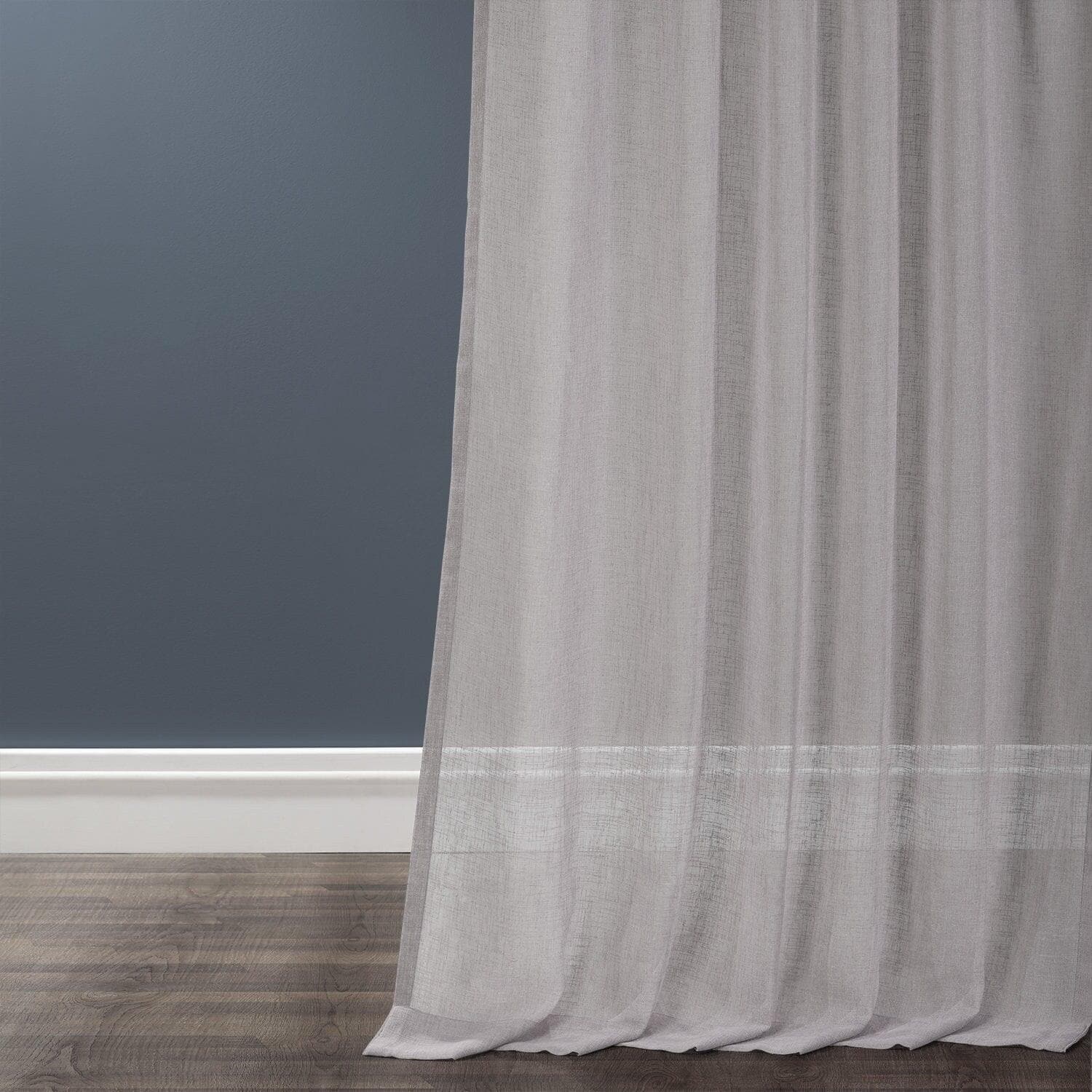 Steel Mountain Textured Faux Linen Sheer Curtain