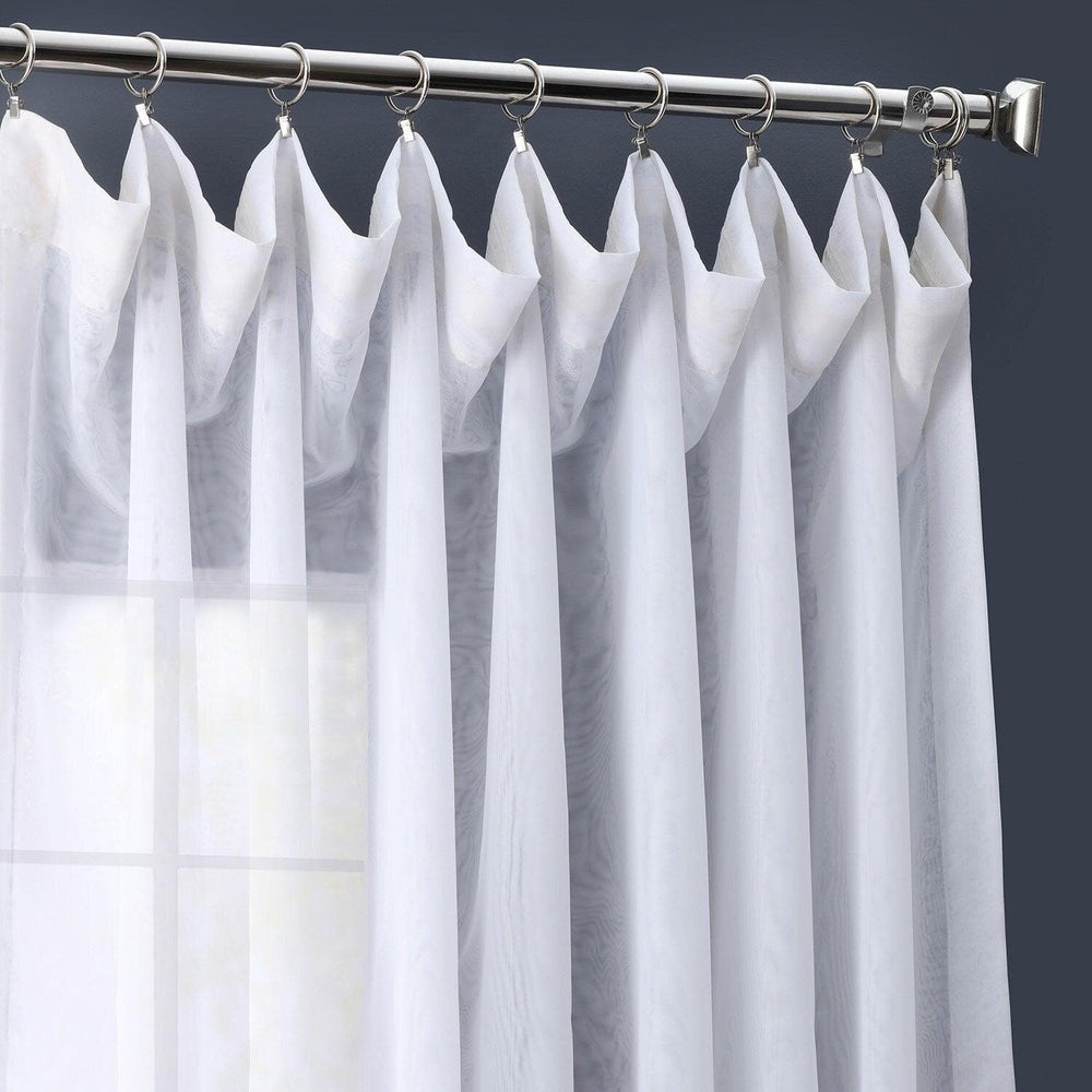 Double Layered White Extra Wide Sheer Curtain